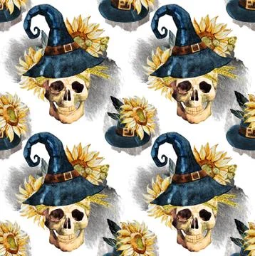 Watercolor halloween pattern Stock Illustration