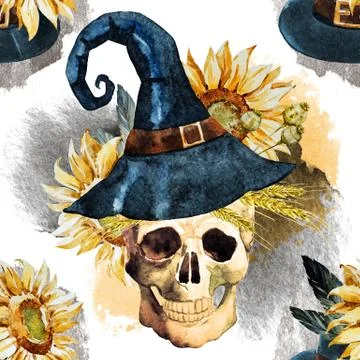 Watercolor halloween pattern Stock Illustration