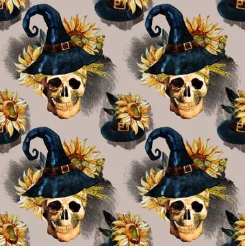 Watercolor halloween pattern Stock Illustration