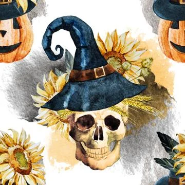 Watercolor halloween pattern Stock Illustration