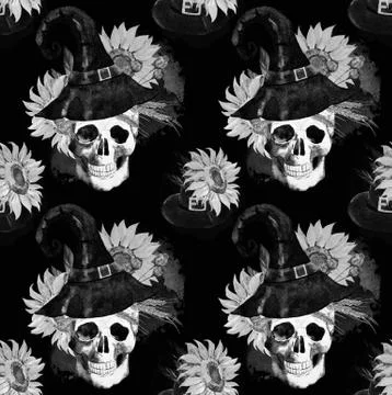 Watercolor halloween pattern Stock Illustration