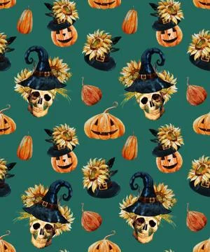 Watercolor halloween pattern Stock Illustration