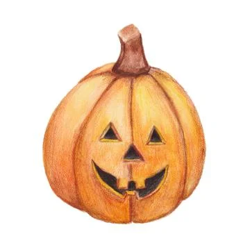 Watercolor halloween pumpkin. Stock Illustration