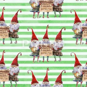 Watercolor hand drawn Christmas seamless pattern with singing Christmas Carol Stock Illustration