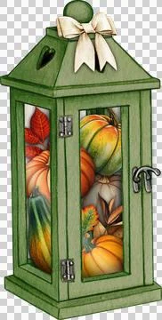 Watercolor hand drawn fall rustic lantern Stock Illustration