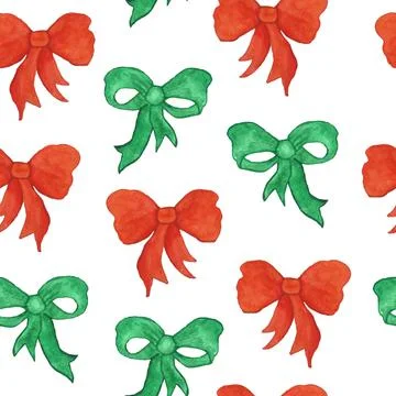 Watercolor hand drawn seamless pattern with red green Christmas new year Stock Illustration