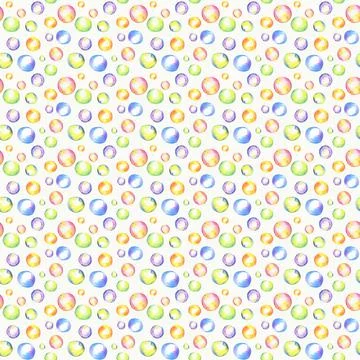 Watercolor hand drawn seamless pattern with colorful soap bubbles. Stockillustratie