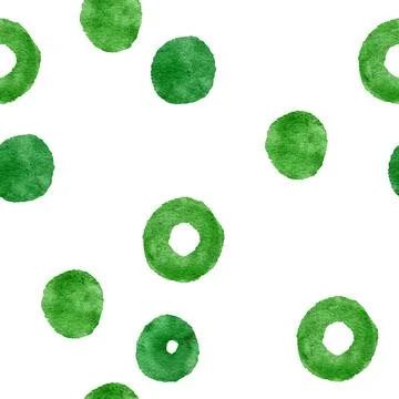 Watercolor hand drawn seamless pattern with green abstract geometric elements Stock Illustration