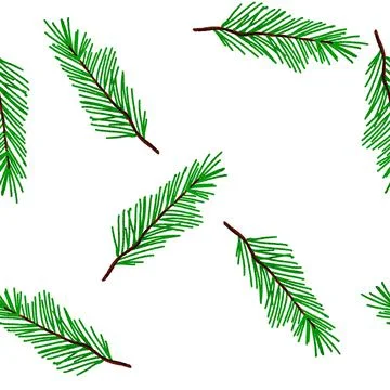 Watercolor hand drawn seamless pattern with pine fir tree branches. Conifer 스톡 일러스트