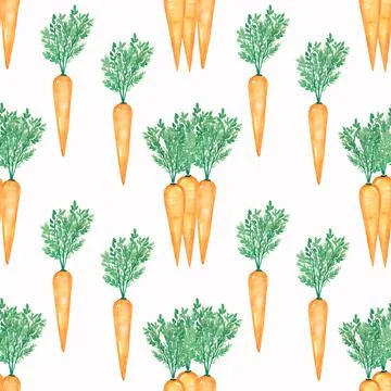 Watercolor hand drawn seamless pattern with vegetables. Fresh Food repeat pap Stock Illustration