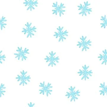 Watercolor hand drawn seamless pattern with blue turquoise snowflakes Stock Illustration