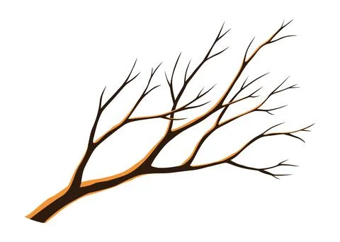 Watercolor hand drawn tree branche. Colorful stick and twig on a white Stock Illustration