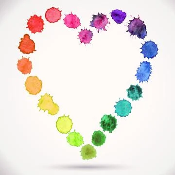Watercolor hand painted vector circle round heart. Stock Illustration