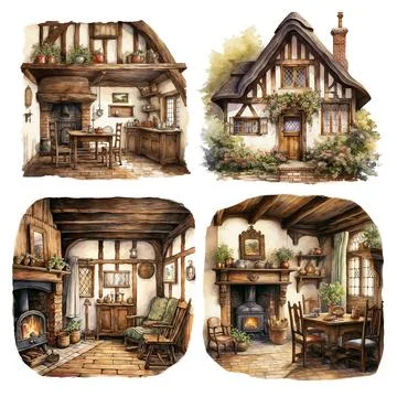 Watercolor Of House Illustrations ~ Vectors