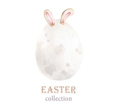 Watercolor Happy Easter set, Colored eggs with pink flower and spring floral, Stock Illustration