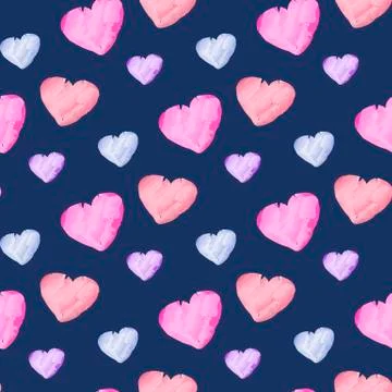 Watercolor hearts pattern Stock Illustration