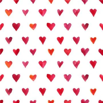 Watercolor hearts pattern Stock Illustration