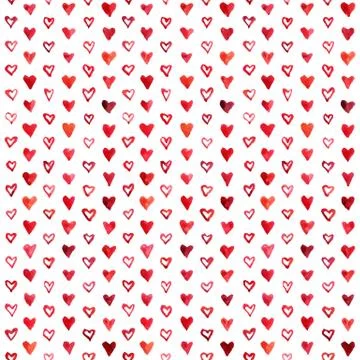 Watercolor hearts pattern 스톡 일러스트