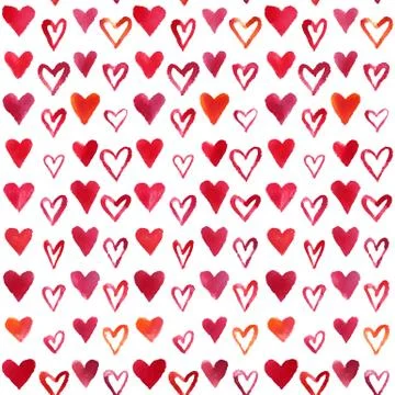 Watercolor hearts pattern 스톡 일러스트