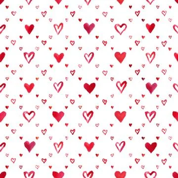 Watercolor hearts pattern Stock Illustration
