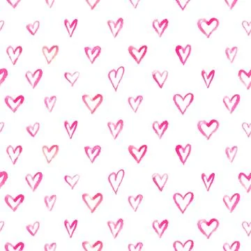 Watercolor hearts pattern Stock Illustration