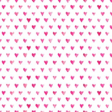 Watercolor hearts pattern Stock Illustration
