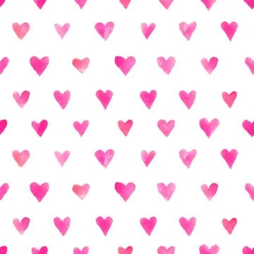 Watercolor hearts pattern Stock Illustration