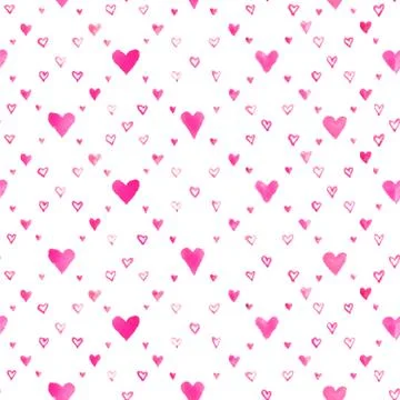 Watercolor hearts pattern Stock Illustration