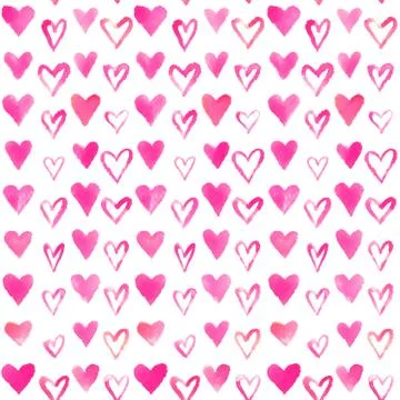 Watercolor hearts pattern Stock Illustration