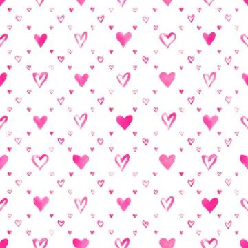 Watercolor hearts pattern Stock Illustration
