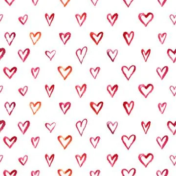 Watercolor hearts pattern Stock Illustration