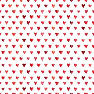 Watercolor hearts pattern Stock Illustration
