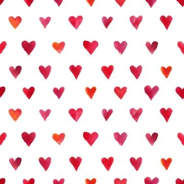 Watercolor hearts pattern Stock Illustration