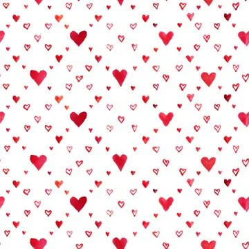 Watercolor hearts pattern Stock Illustration