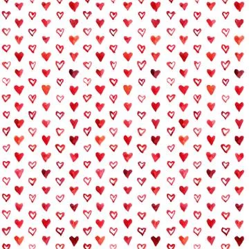 Watercolor hearts pattern Stock Illustration