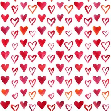 Watercolor hearts pattern Stock Illustration