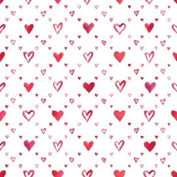 Watercolor hearts pattern Stock Illustration