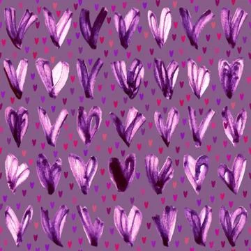 Watercolor hearts seamless pattern. Stock Illustration
