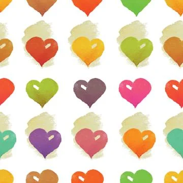 Watercolor hearts seamless pattern. Vector illustration Stock-Illustration