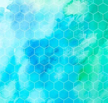 Watercolor hexagon vector pattern illustration Stock Illustration
