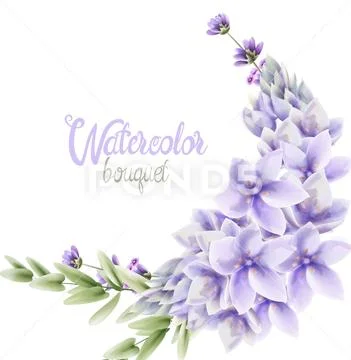 Watercolor Hyacinth flowers wreath bouquet Stock Illustration