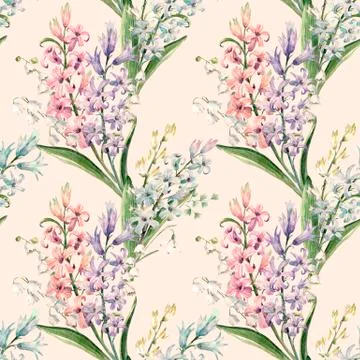 Watercolor hyacinth pattern Stock Illustration