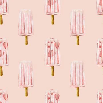 Watercolor ice cream popsicles pattern for textiles and packaging design Stock Illustration