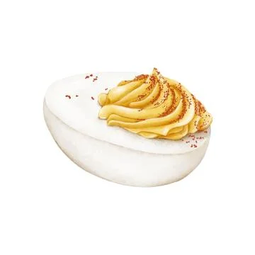 Watercolor Illustration of deviled Egg Stock Illustration