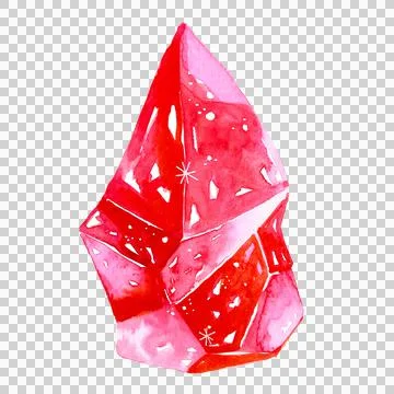 Watercolor illustration of ruby crystal 스톡 일러스트