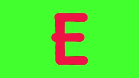 Watercolor Ink Bleed Effect Red Text On Green Screen Alphabet E Stock Footage 172518078