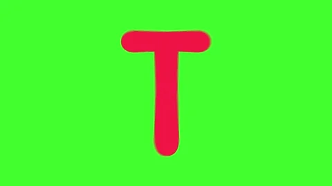 Watercolor Ink Bleed Effect Red Text On Green Screen Alphabet T Stock Footage 172518233
