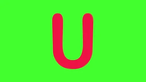 Watercolor Ink Bleed Effect Red Text On Green Screen Alphabet U Stock Footage 172518257
