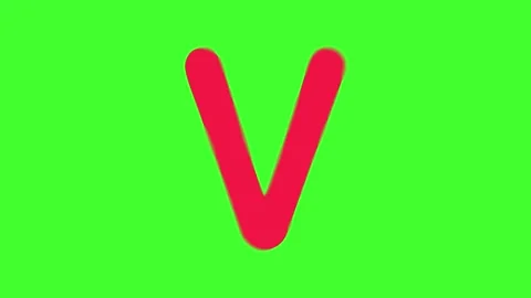 Watercolor Ink Bleed Effect Red Text On Green Screen Alphabet V Stock Footage 172518261