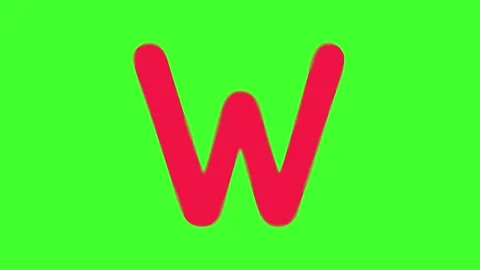 Watercolor Ink Bleed Effect Red Text On Green Screen Alphabet W Stock Footage 172518281